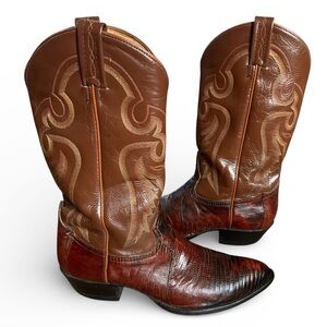 Tony Lama Vintage Lizard Cowboy Boots Mens